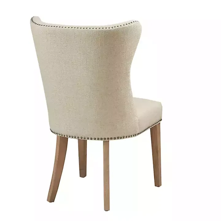 Cream Wing Back Nailhead Dining Chairs, Set of 2
