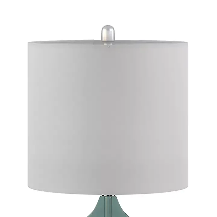 Curved Blue Glass Table Lamps, Set of 2