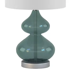 Curved Blue Glass Table Lamps, Set of 2