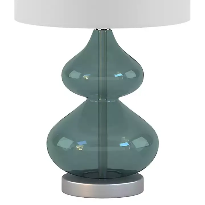 Curved Blue Glass Table Lamps, Set of 2