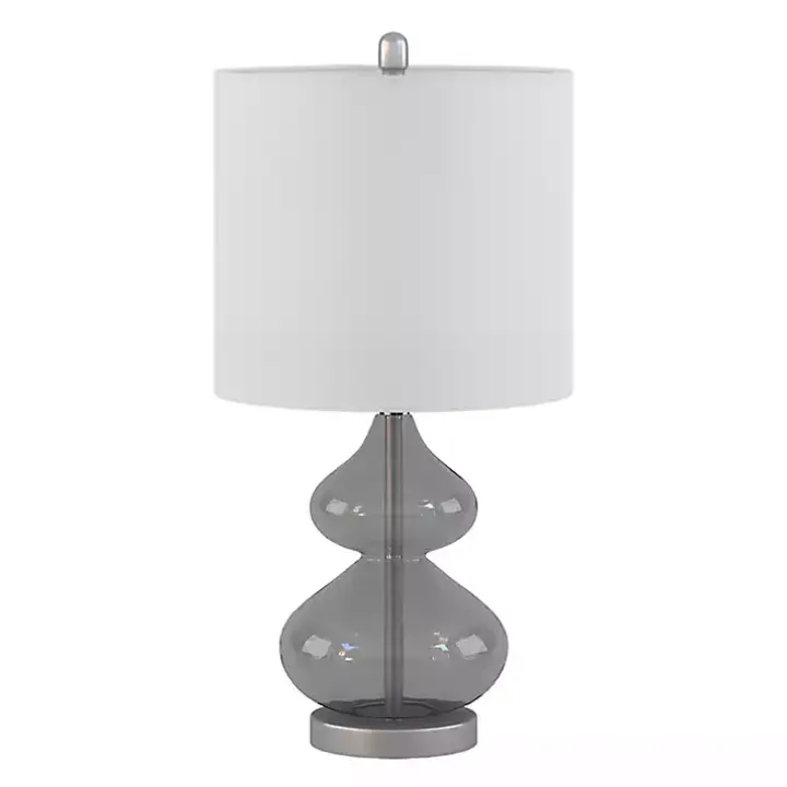 Curved Gray Glass Table Lamps, Set of 2
