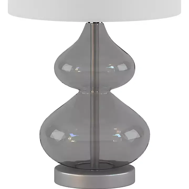 Curved Gray Glass Table Lamps, Set of 2