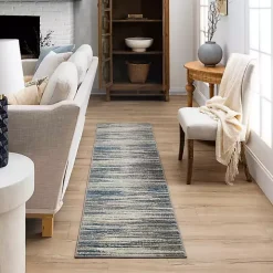 Dark Blue Claire Modern Runner, 2x8