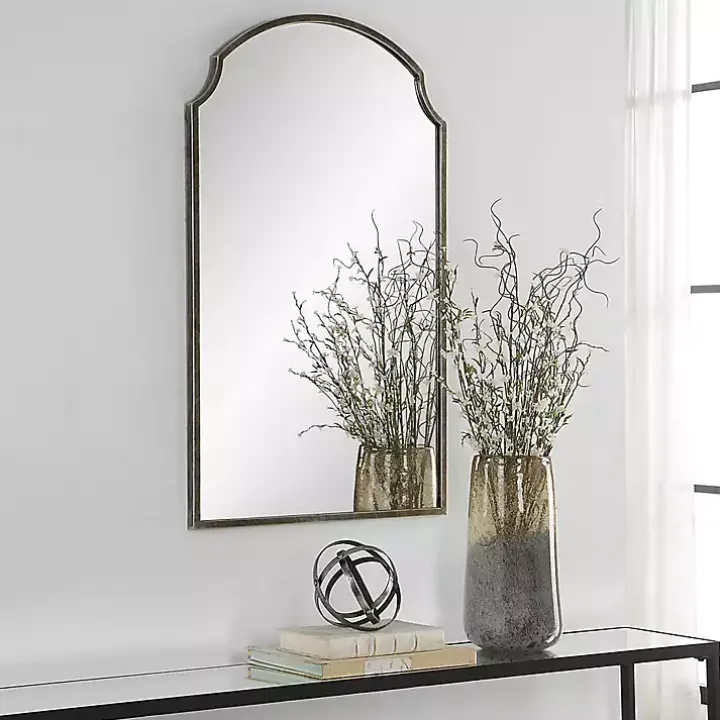Dark Bronze Arched Scallop Edge Wall Mirror