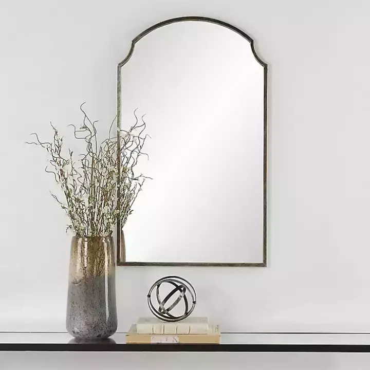 Dark Bronze Arched Scallop Edge Wall Mirror