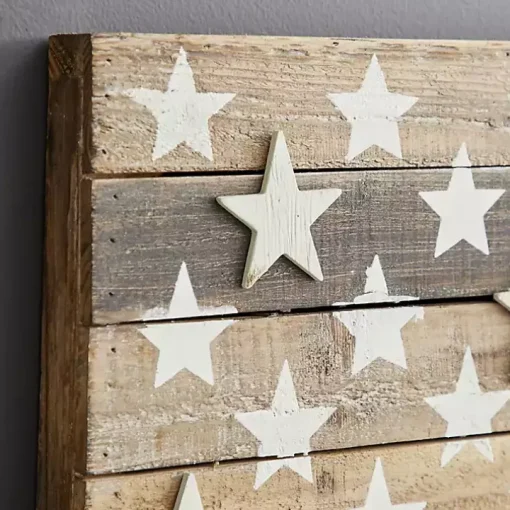 Dark Brown American Flag Wooden Wall Sculpture