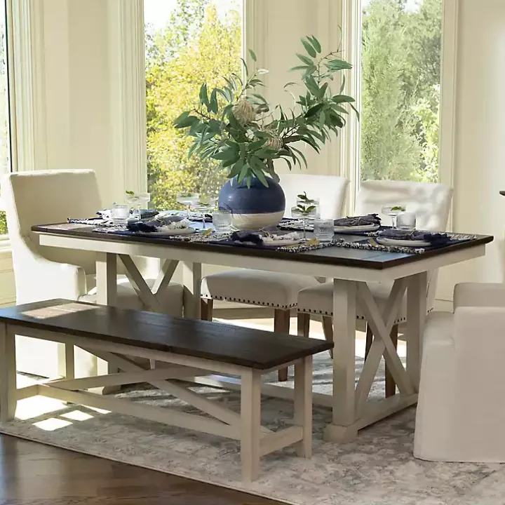 Dark Brown and Ivory Jackson Dining Table