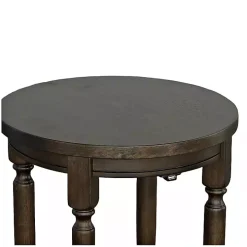 Dark Brown Round Charging Accent Table