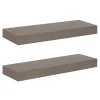 Dark Brown Wood Floating Shelves, Set of 2