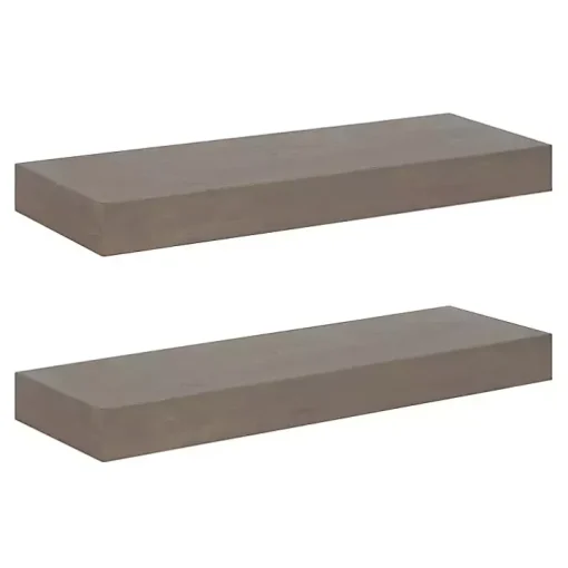 Dark Brown Wood Floating Shelves, Set of 2