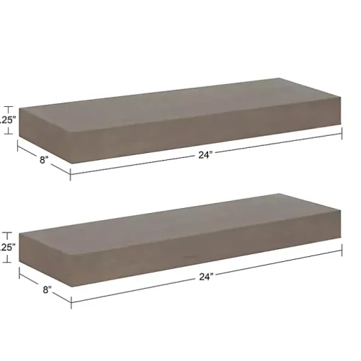 Dark Brown Wood Floating Shelves, Set of 2