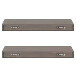 Dark Brown Wood Floating Shelves, Set of 2