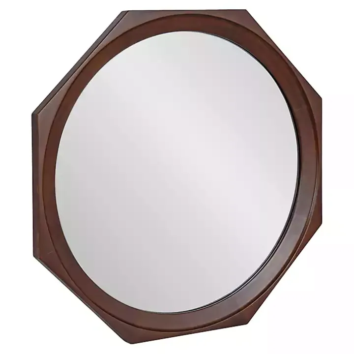 Dark Brown Wood Octagon Cyrus Wall Mirror