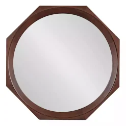 Dark Brown Wood Octagon Cyrus Wall Mirror