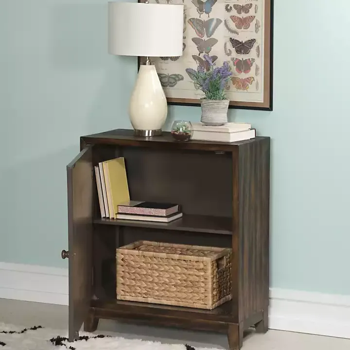 Dark Chestnut Medallion Carved Cabinet