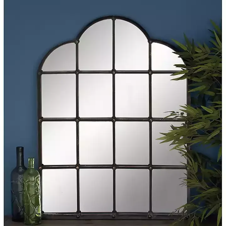 Dark Crown Frame Windowpane Mirror