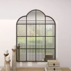 Dark Crown Frame Windowpane Mirror