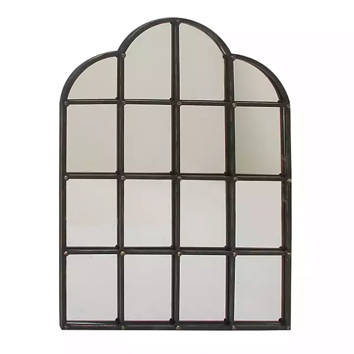 Dark Crown Frame Windowpane Mirror