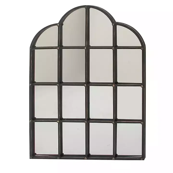 Dark Crown Frame Windowpane Mirror