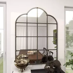 Dark Crown Frame Windowpane Mirror