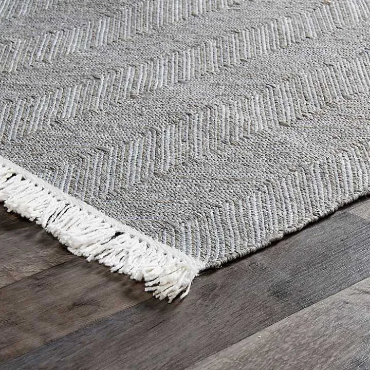 Dark Gray Herringbone Pattern Area Rug, 2x3