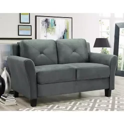 Dark Gray Kelly Microfiber Rolled Arm Loveseat