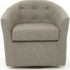 Dark Gray Tufted Swivel Barrel Accent Chair