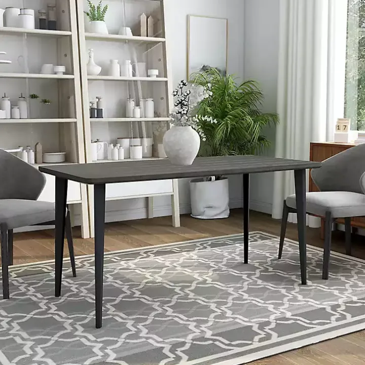 Dark Gray Wood and Metal Dining Table