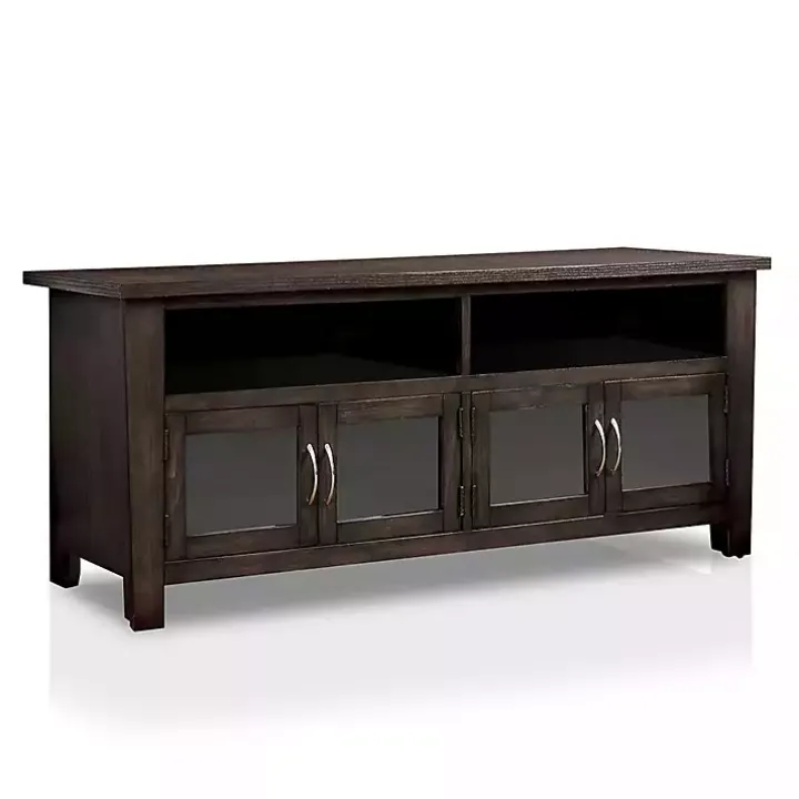 Dark Gray Wood 4-Door Media Cabinet