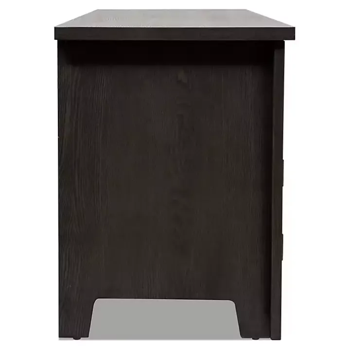 Dark Gray Wood 4-Door Media Cabinet