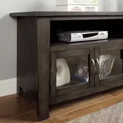Dark Gray Wood 4-Door Media Cabinet