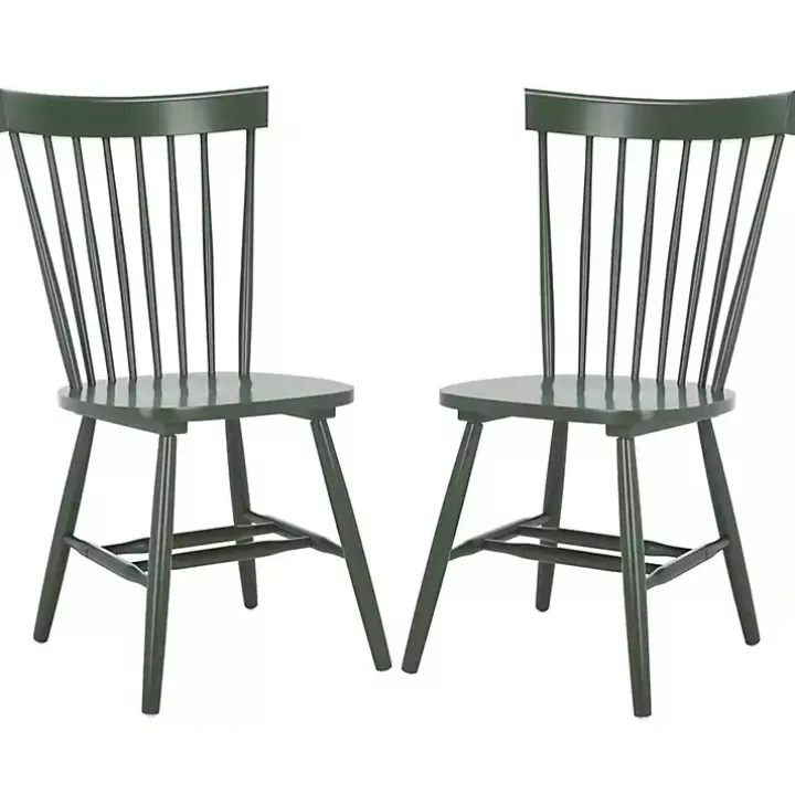 Dark Green Parker Spindle Dining Chairs, Set of 2