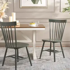 Dark Green Parker Spindle Dining Chairs, Set of 2