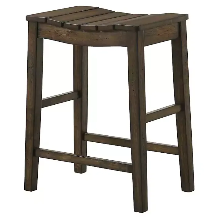 Dark Oak Wood Whitcombe Counter Stools, Set of 2