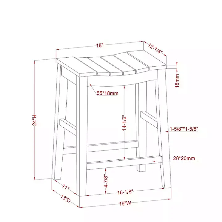 Dark Oak Wood Whitcombe Counter Stools, Set of 2