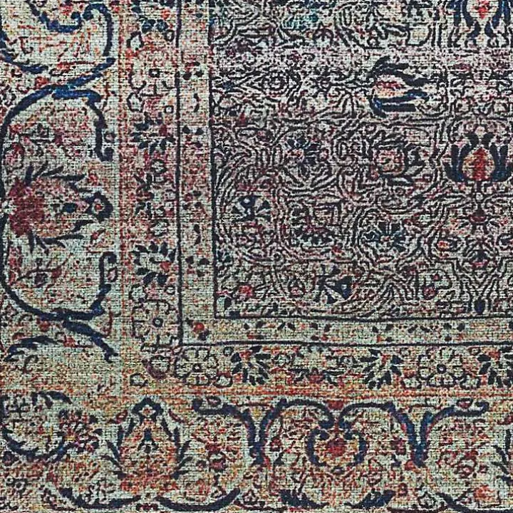 Dark Vintage Floral Washable Area Rug, 7x9