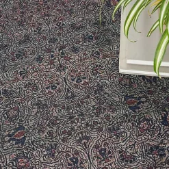 Dark Vintage Floral Washable Area Rug, 7x9