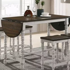 Dark Walnut & White Wood Ema Counter Height Table