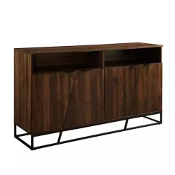 Dark Walnut Angled Door Wooden Sideboard Cabinet