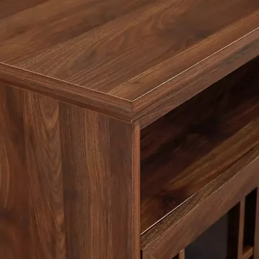 Dark Walnut Glass Door Classic TV Stand