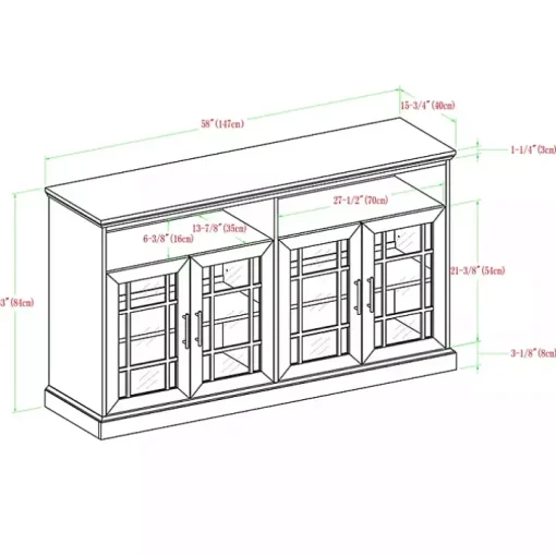 Dark Walnut Glass Door Classic TV Stand