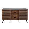 Dark Walnut Slatted 4-Drawer Cabinet