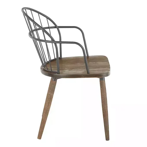 Dark Walnut Wood Spindle Dining Chairs, Set of 2