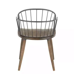 Dark Walnut Wood Spindle Dining Chairs, Set of 2