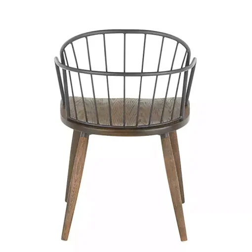 Dark Walnut Wood Spindle Dining Chairs, Set of 2
