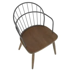 Dark Walnut Wood Spindle Dining Chairs, Set of 2