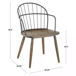 Dark Walnut Wood Spindle Dining Chairs, Set of 2