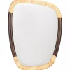 Dark Wood and Natural Cane Abstract Wall Mirror
