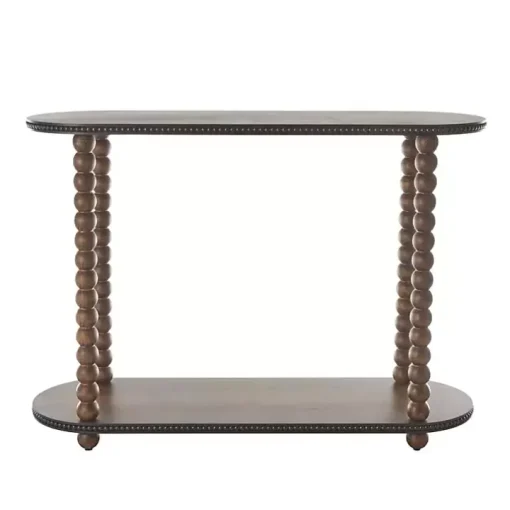 Dark Wood Beaded Spindle Console Table