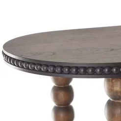 Dark Wood Beaded Spindle Console Table